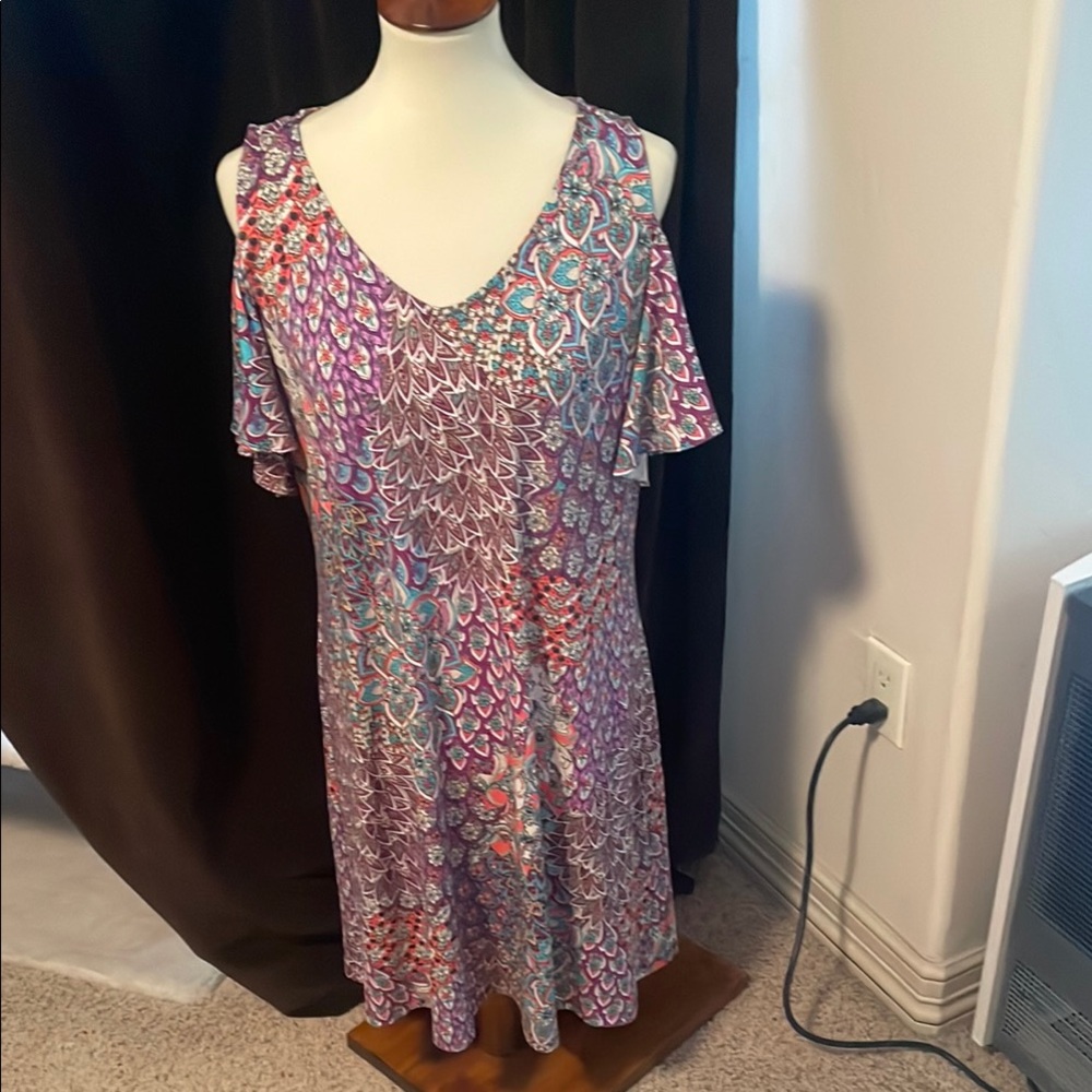 Colorful Cold Shoulder Dress